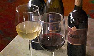 two glasses of wine painting 