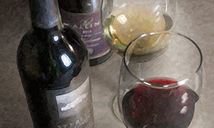 two glasses of wine painting 